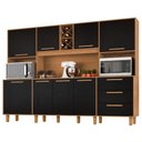Ver imagem 1 de Kit Cozinha 8 Portas 3 Gavetas 242 cm Polar Cinamomo Preto Zanz