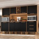 Ver imagem 2 de Kit Cozinha 8 Portas 3 Gavetas 242 cm Polar Cinamomo Preto Zanz