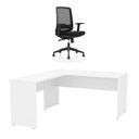 Ver imagem 3 de Mesa de Escritório em L 160x60cm + Cadeira Ergonômica Reclinável com Apoio Lombar,Pistão Classe 4