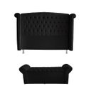 Ver imagem 1 de Kit Realeza Cabeceira de Cama Box e Calçadeira Baú Casal 140 Cm Suede Preto Eli Móveis