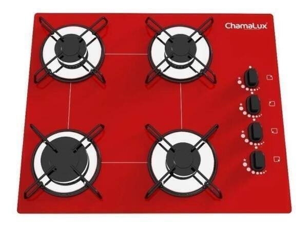 Fogão 4 Bocas Ultra Chama Vermelho Cooktop Cozinha - 2