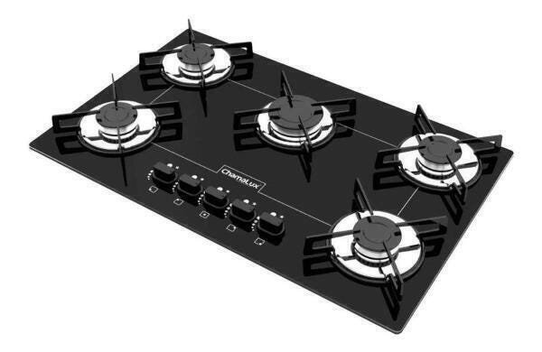 Fogão Cooktop à Gás Chamalux Bivolt 5 Bocas Preto - 1