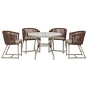 Ver imagem 1 de Mesa com 4 Cadeiras de Jantar Roma 100cm e Noronha em Aluminío Fendi Corda Nautica Estofado 8 Trama