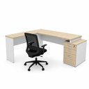 Ver imagem 6 de Conjunto Mesa Pedestal em L com Cadeira de Escritório Ergonômica