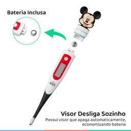 Termômetro Digital Infantil Para Medir Febre Rápido Ponta Flexível Mickey Mouse Multikids Baby Termô - 4