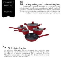 Cj 5 Panelas Revestimento Cerâmico Antiaderente Indução Luxo - 5