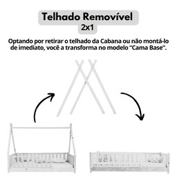 Cama Infantil Solteirão Cabana Colorida Madeira Maciça Pinus Grade Vertical - 6