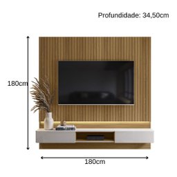 Painel de Tv com Led até 70 Polegadas de 1.80 Paris Lukaliam:jequitiba Ripado / Off White - 4