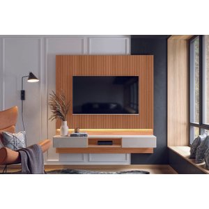 Painel de Tv com Led até 70 Polegadas de 1.80 Paris Lukaliam:jequitiba Ripado / Off White