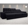 Sofá Jobim 2,30m Assento Retrátil e Reclinável Velosuede - Netsofas - Preto - 1