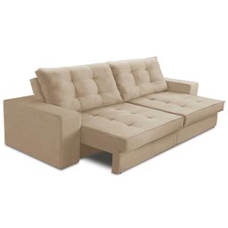 Sofá Retrátil e Reclinável 2 Lugares 1,50m com Molas Melissa Suede Bege Rover & Beato - 6