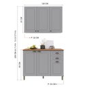 Ver imagem 3 de Cozinha Modulada 2 Peças Balcão com Tampo e Armário Aéreo 100% MDF Bari Cinza/Titanio Fosco
