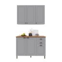 Ver imagem 2 de Cozinha Modulada 2 Peças Balcão com Tampo e Armário Aéreo 100% MDF Bari Cinza/Titanio Fosco
