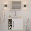 Ver imagem 6 de Armário de Banheiro com Cuba e Espelho 1 Porta 2 Prateleiras Snow/Branco Chess 13689 - Compace