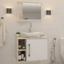 Ver imagem 1 de Armário de Banheiro com Cuba e Espelho 1 Porta 2 Prateleiras Snow/Branco Chess 13689 - Compace