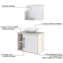 Ver imagem 5 de Armário de Banheiro com Cuba e Espelho 1 Porta 2 Prateleiras Snow/Branco Chess 13689 - Compace