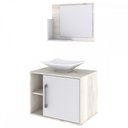 Ver imagem 2 de Armário de Banheiro com Cuba e Espelho 1 Porta 2 Prateleiras Snow/Branco Chess 13689 - Compace