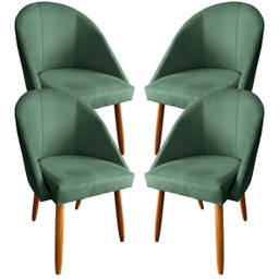 Kit 04 Cadeiras de Jantar Estofada Confortavel Tecido Suede Pés Palitos Visammer - Verde - 1