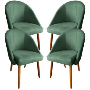 Kit 04 Cadeiras de Jantar Estofada Confortavel Tecido Suede Pés Palitos Visammer - Verde