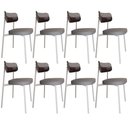 Ver imagem 1 de Kit 08 Cadeiras Estofada para Sala de Jantar Astrid Branco C01 Linho Cinza Courino Café - Lyam Decor