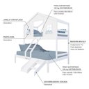 Ver imagem 4 de Beliche Casal/ Solteiro Casinha Dos Sonhos com Escada/ Escorregador Madeira Maciça Branco Housin