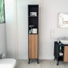 Armário Multiuso 01 Porta e 04 Prateleiras Slim Preto E Castanho Lilies Móveis - 1