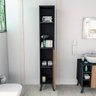 Armário Multiuso 01 Porta e 04 Prateleiras Slim Preto E Castanho Lilies Móveis - 3