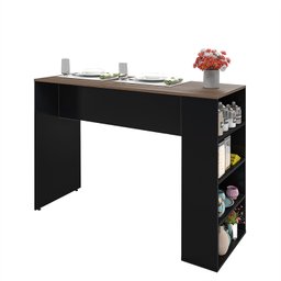 Bancada Cozinha Americana Gourmet com Prateleiras Netmobil - Preto/nogal - 5