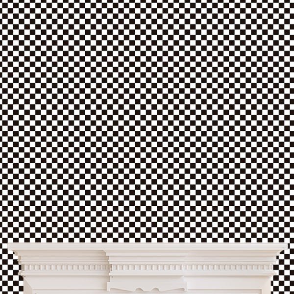 Papel de Parede Adesivo Xadrez Preto e Branco - 016 - 1