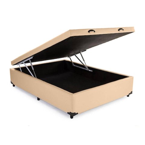 Base Box Baú Viúva Blindado NK Camas Sintético Bege 49x128x188