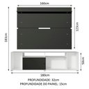 Ver imagem 4 de Rack Madesa Cancun e Painel para Tv até 65 Polegadas - Branco/preto/preto