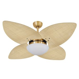 Ventilador de Teto Volare Dourado VD42 Dunamis Palmae 4 Pás Natural - 127v