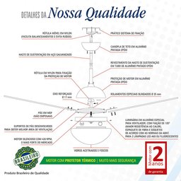 Ventilador de Teto Volare Dourado VD42 Dunamis Palmae 4 Pás Natural - 127v - 7