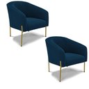 Ver imagem 1 de Cadeira Sala de Jantar Pé Ferro Dourado Kit 2 Stella Bouclê D03 - D'Rossi Cor Azul