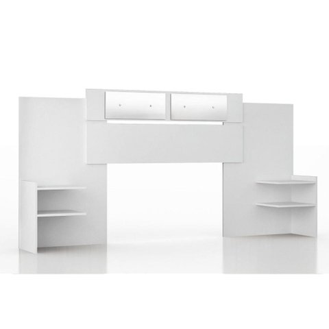 Painel Cama Box Madeirado Solteiro/casal/queen Mila C/ Espelho Branco - Panan