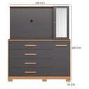 Ver imagem 6 de Guarda Roupa Solteiro com Cômoda Doble 4 Portas de Bater 4 Gavetas MDP Freijó Titanium Albatroz