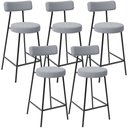 Ver imagem 1 de Kit 05 Banquetas Baixa para Cozinha Sala de Jantar Bar Bancada Milão L02 Bouclê Cinza - lyam decor L