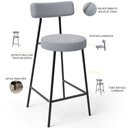 Ver imagem 4 de Kit 05 Banquetas Baixa para Cozinha Sala de Jantar Bar Bancada Milão L02 Bouclê Cinza - lyam decor L