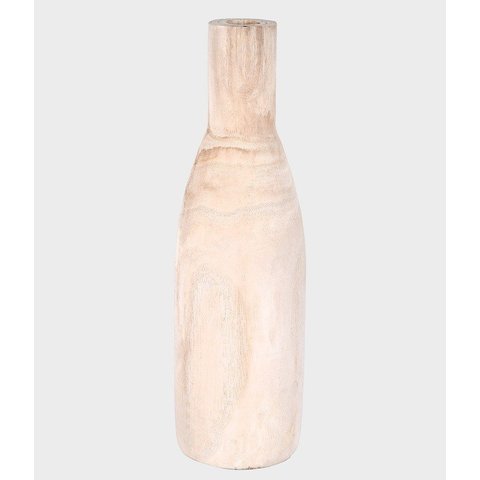 Vaso Decorativo Madeira Garrafa Claro Grande Único