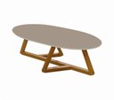 Ver imagem 2 de Mesa de Centro Sala de Estar Oval Classic Gianduia com Pés Nature 90cm Design Moderno