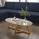 Ver imagem 1 de Mesa de Centro Sala de Estar Oval Classic Gianduia com Pés Nature 90cm Design Moderno