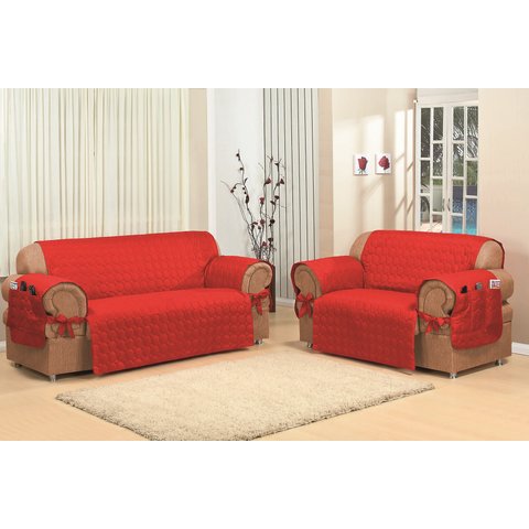 Capa Protetora de Sofa Microfibra 02 e 03 Lugares Vermelho