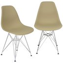 Ver imagem 1 de Kit 2 Cadeiras Charles Eames Eiffel Base Metal Cromado Bege