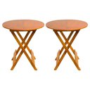 Ver imagem 1 de Kit 2 Mesas Redondas Dobráveis em Madeira Maciça 70x70 Mel Ideal para Bares e Restaurantes