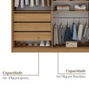 Ver mais imagens de Guarda-Roupa Solteiro 100% MDF 139,5cm com 1 Porta Espelho 3 Gavetas Closet Sion Marrom/Nogueira