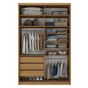 Ver imagem 5 de Guarda-Roupa Solteiro 100% MDF 139,5cm com 1 Porta Espelho 3 Gavetas Closet Sion Marrom/Nogueira