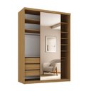 Ver imagem 2 de Guarda-Roupa Solteiro 100% MDF 139,5cm com 1 Porta Espelho 3 Gavetas Closet Sion Marrom/Nogueira