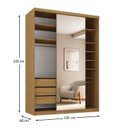 Ver imagem 3 de Guarda-Roupa Solteiro 100% MDF 139,5cm com 1 Porta Espelho 3 Gavetas Closet Sion Marrom/Nogueira
