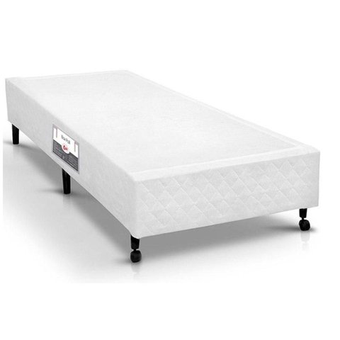 Cama Box Base Solteiro Poli Tecido White (96x203x23) - Castor