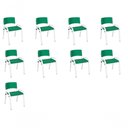 Ver imagem 1 de Kit 9 Cadeira Iso Infantil Creche, Base Branco Verde Escuro